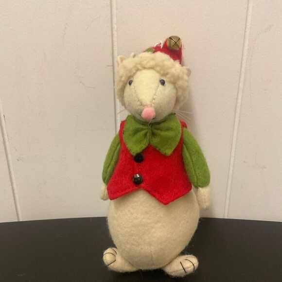 RAZ Imports MICE Felt Christmas Mouse Decor figurine 7" Tall Red and Green Outfi - Picture 1 of 6